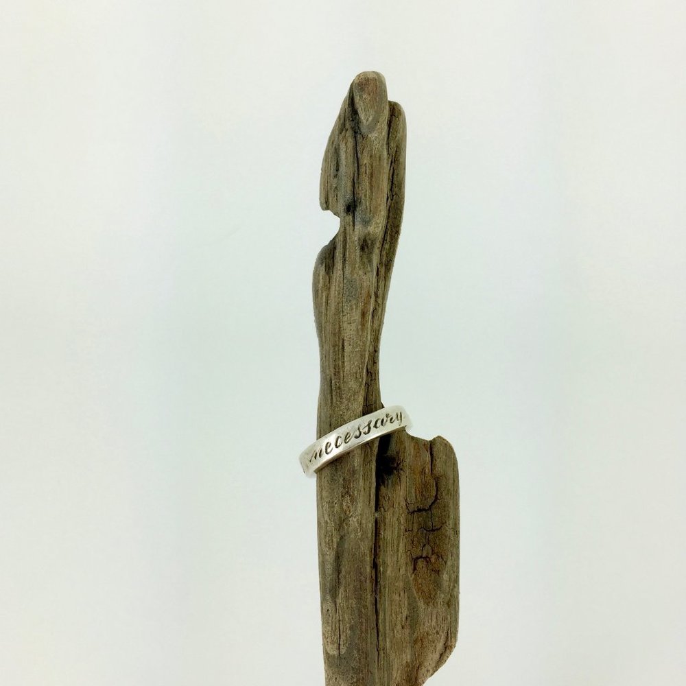 VINTAGE 90s 🪞 NO PROOF IS NECESSARY 925 STERLING MANTRA RING . SILVER BAND